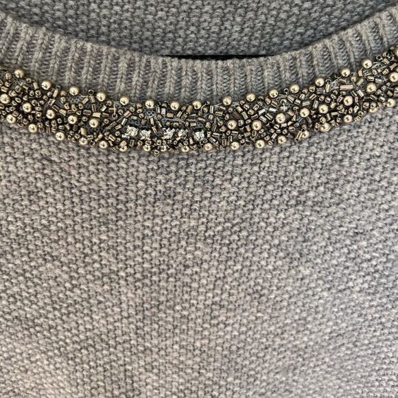 Andy & Lucy women’s gray jeweled neck angora cashmere blend sweater size large - Picture 4 of 5